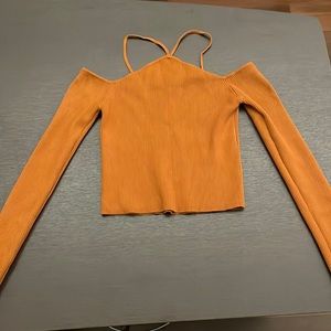 Zara off the shoulder ribbed sweater. Great condition, burnt orangey color